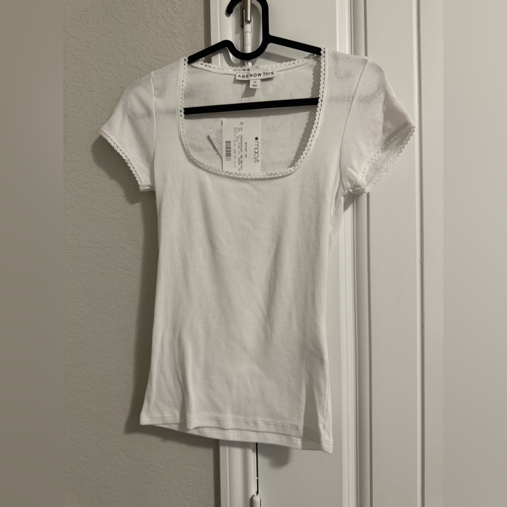 Cream Fitted Cap Sleeve T-Shirt